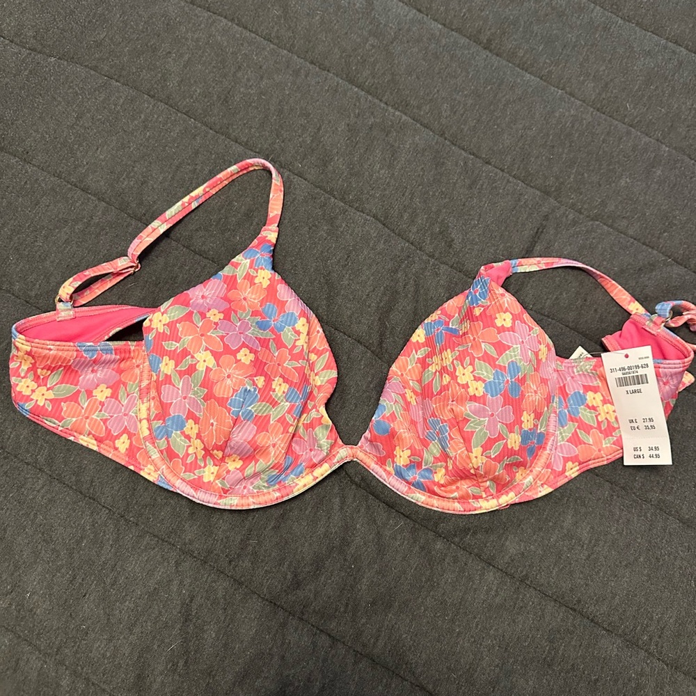 Hollister Pink Floral Bikini Top
